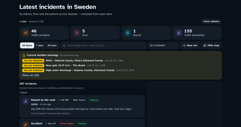 Blåljuslistan website
